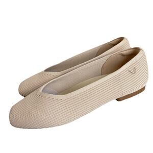 Vivaia Square Toe V-Cut Ballet Flats 37 W - 6.5 W Beige Comfort Slip On Shoes